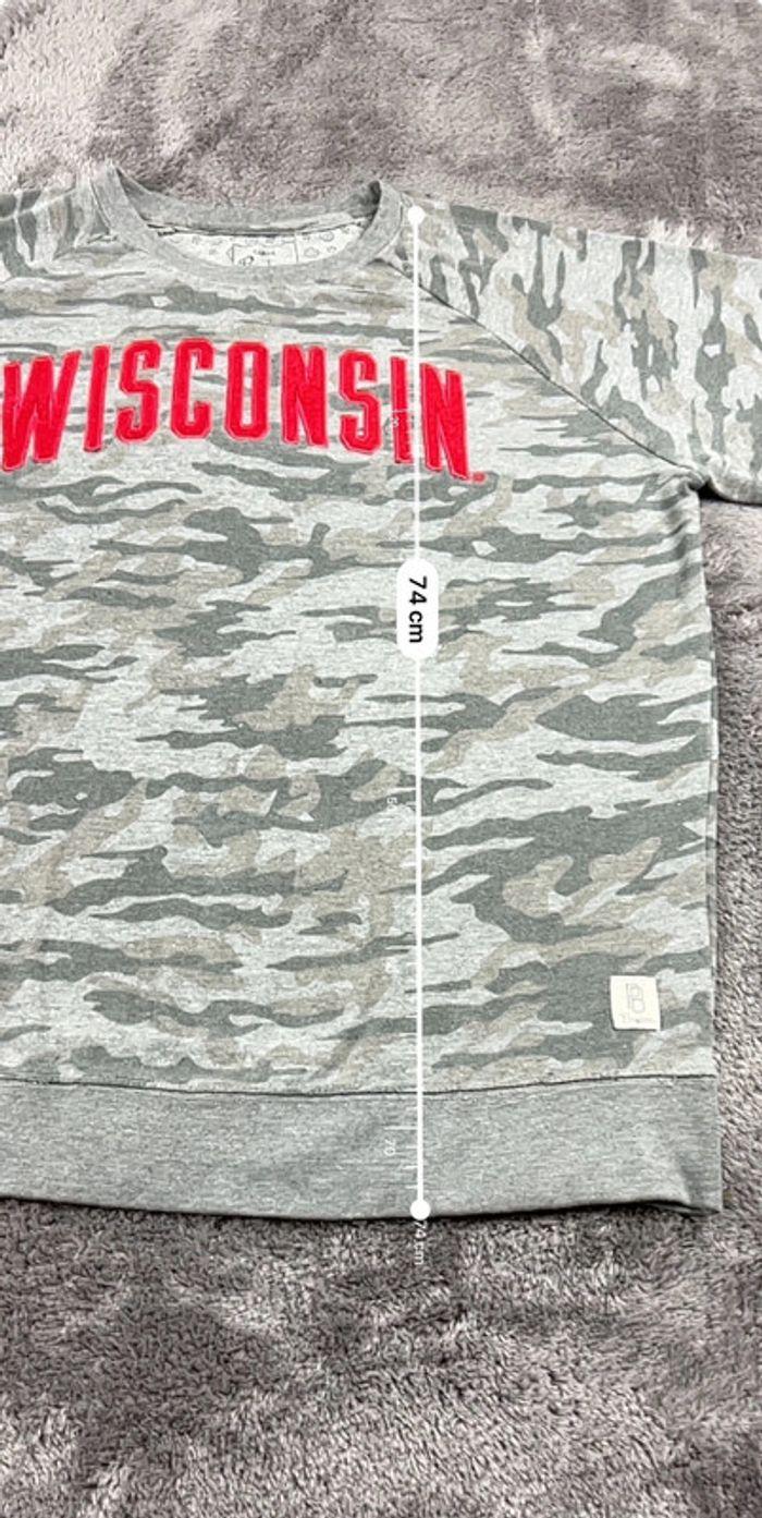 👕 Sweat à capuche Veste University Rare Vintage y2k 90s 2000s Wisconsin Gris Taille L 👕 - photo numéro 3