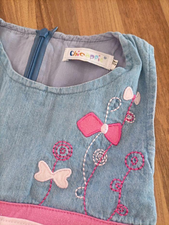 Robe jean avec fleurs 3 ans chicappie - photo numéro 5