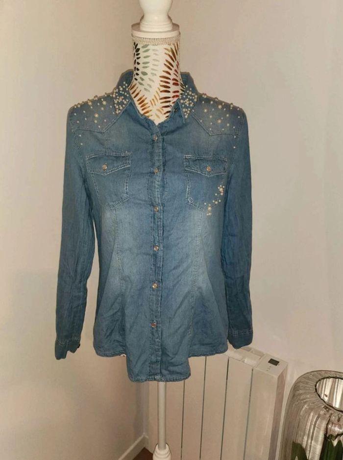 Chemise  en  jeans  perle - photo numéro 1