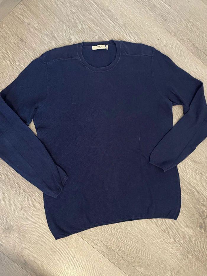 Pull homme à manche longue bleu marine col rond IKKS taille M - photo numéro 3