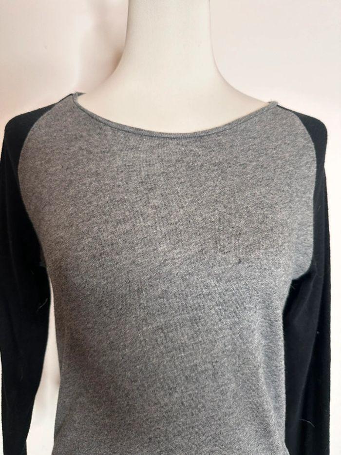 Tee Shirt manches longues bicolore gris et noir taille S - photo numéro 2