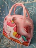 🦄 Sac À Déjeuner Pliable Rose Licorne 🦄 Isotherme, Enchanté et Kawaii Neuf