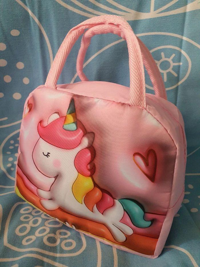 🦄 Sac À Déjeuner Pliable Rose Licorne 🦄 Isotherme, Enchanté et Kawaii Neuf - photo numéro 1