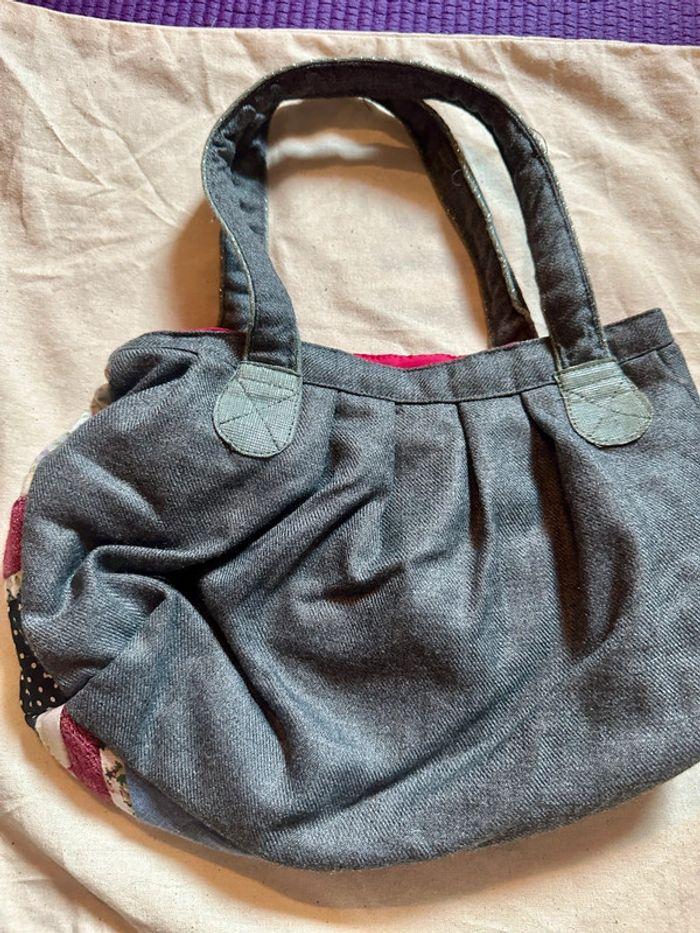 Sac en tissu gris et rose - photo numéro 2