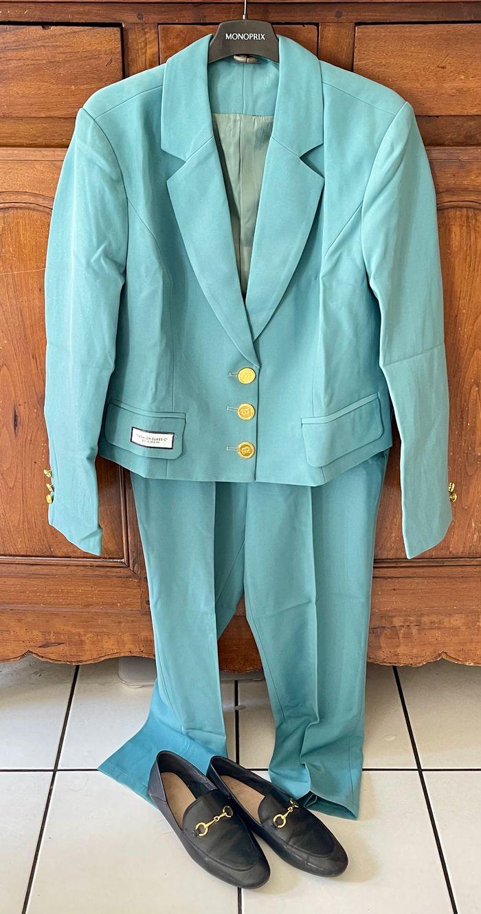 Costume ensemble bleu Avec col à revers - photo numéro 2