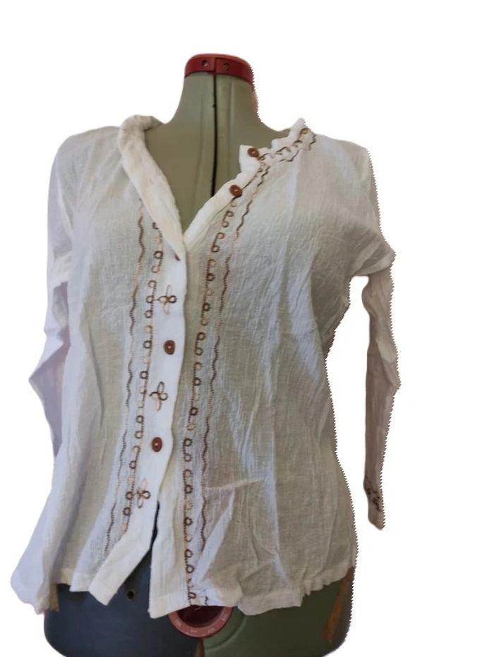 Chemise Bohème Blanc imprimée Guisen Taille L - photo numéro 1