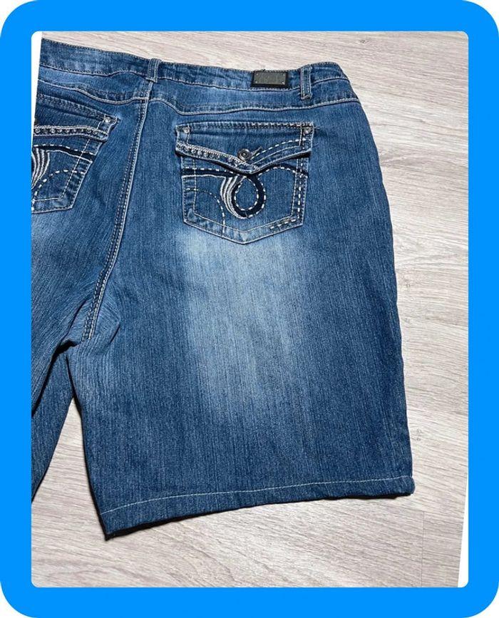 🩳 Short vintage brodé hip hop en jean Bleu Taille XL 🩳 - photo numéro 13