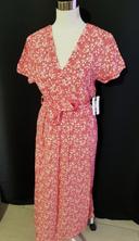 Robe longue fond rouge fleurs blanches Frankel H taille S neuve avec étiquette