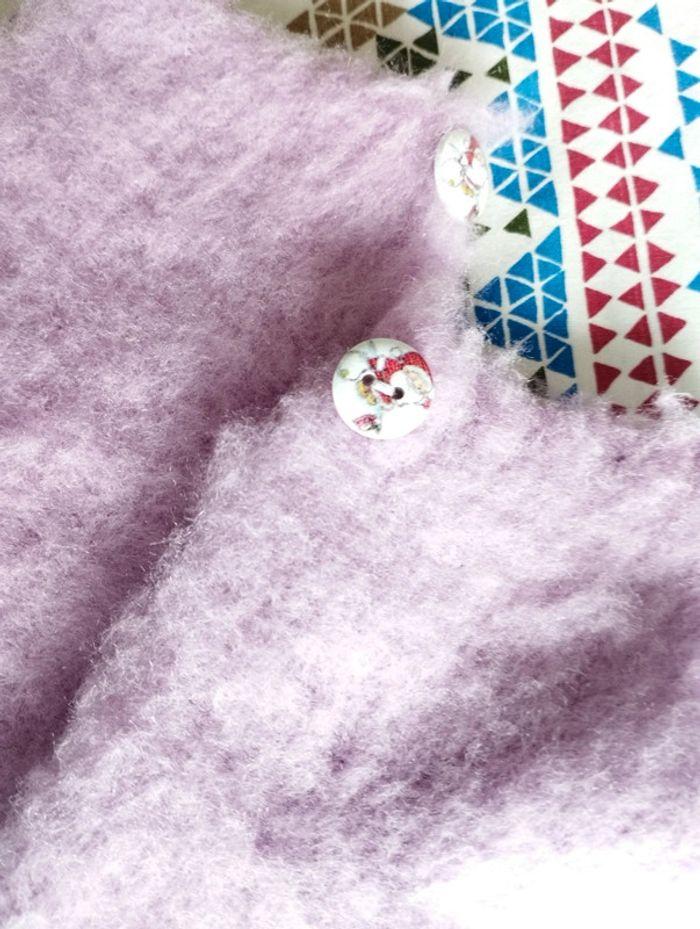 💥 NEUF chaussettes cocooning mohair rose lilas embellissement boutons père Noël - photo numéro 3