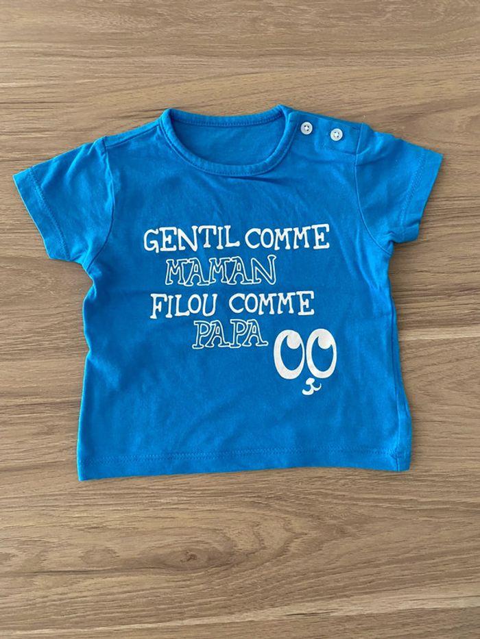 T-Shirt MC bleu - 3 mois - Kiabi