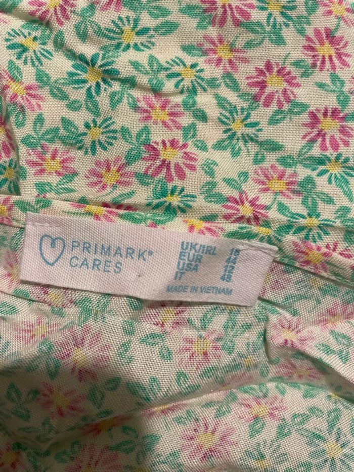 Robe à manches courte col V vert a motifs blanc primark taille - photo numéro 4