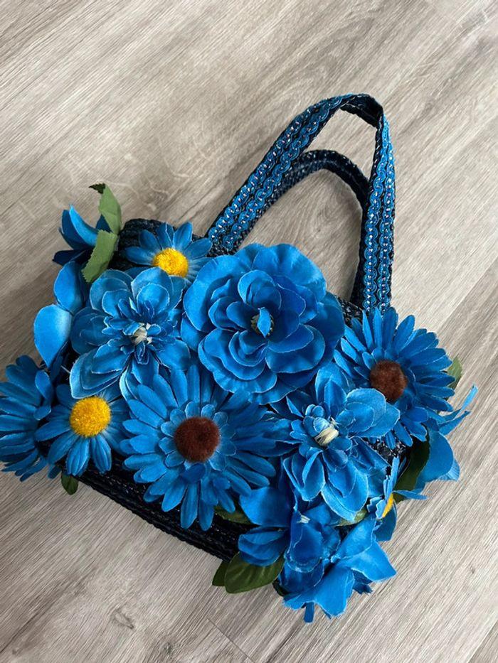 Sac à main fleurs bleu Atelier Lollipops - photo numéro 2