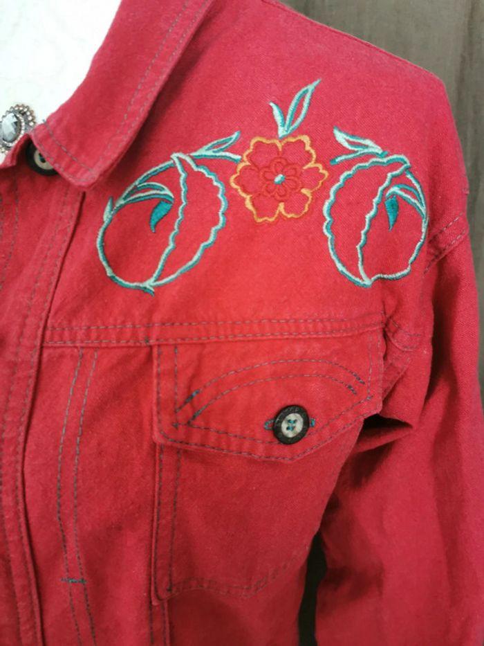 Veste blouson en jeans rouge vintage Alitor taille S 36 - photo numéro 4