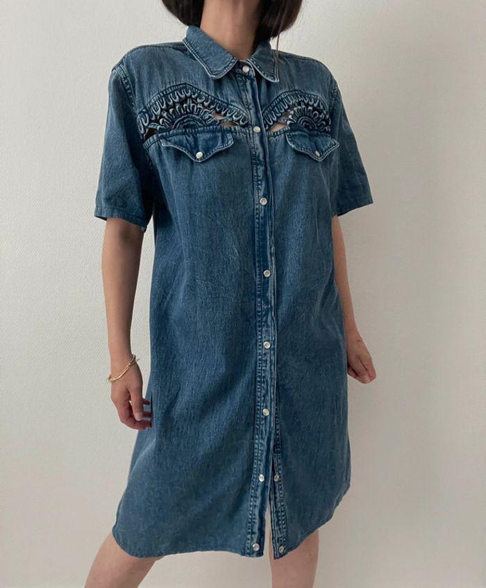 Robe chemise denim ajouré - photo numéro 16