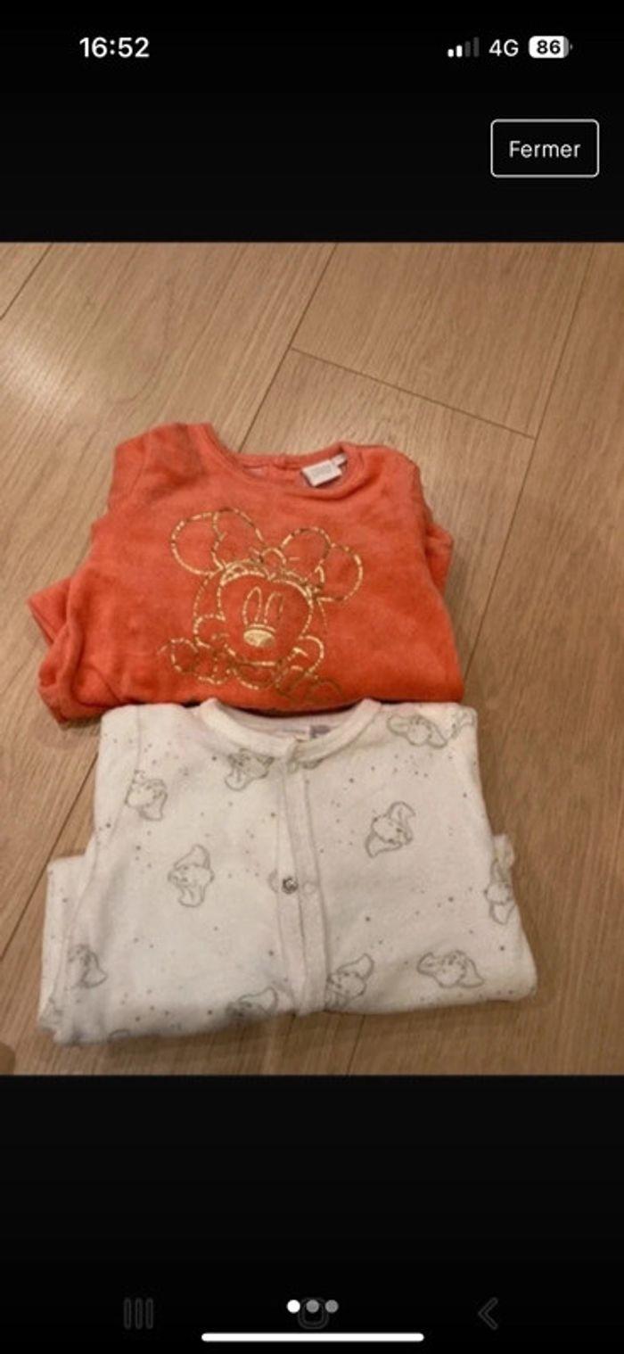 Lot 2 pyjamas velours Disney 6 mois - photo numéro 1