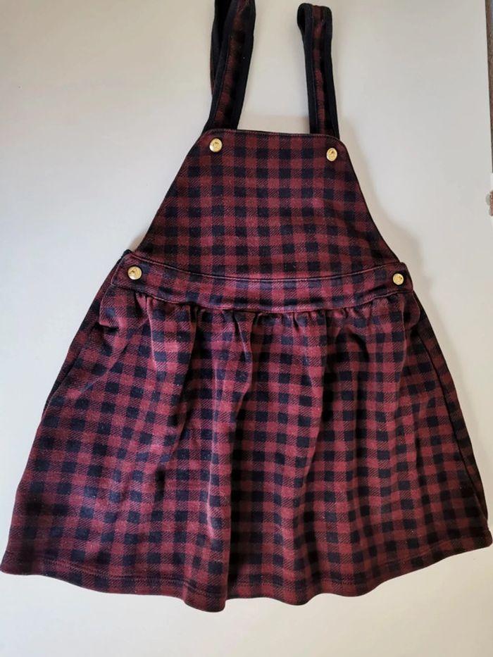 Salopette jupe à carreaux bleu marine et bordeaux, petit bateau en taille 2 ans - photo numéro 1