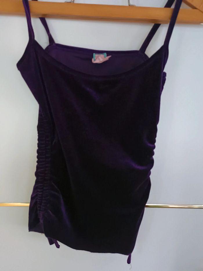 Top fine bretelle velours violet team girl taille S 36 fabriqué en france - photo numéro 6