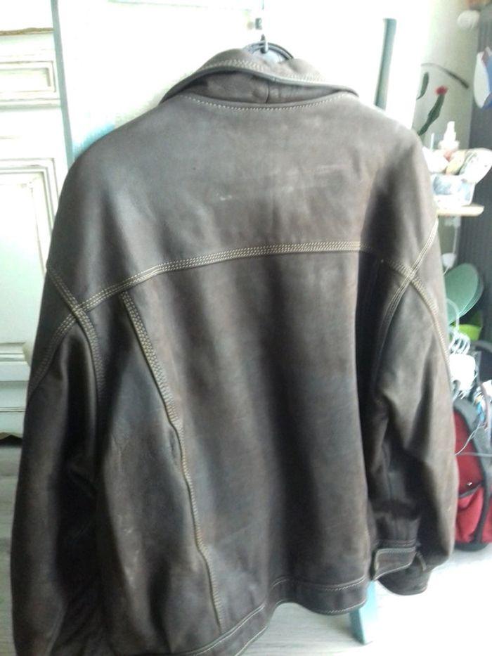 Veste cuir marron homme - photo numéro 4