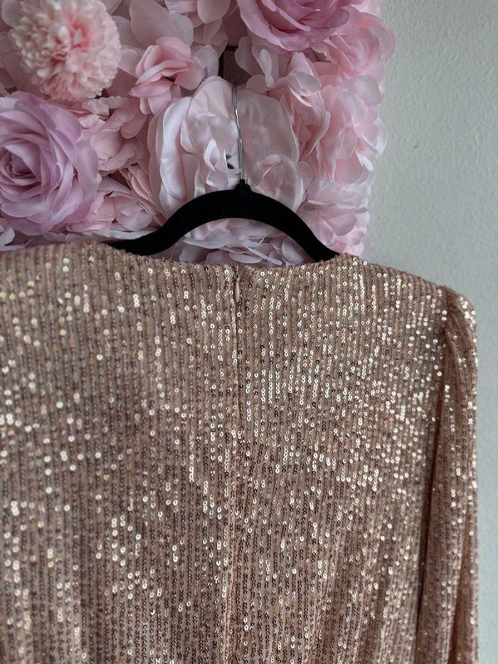 Robe Amisu a sequins rose poudrée taille 38 - photo numéro 8