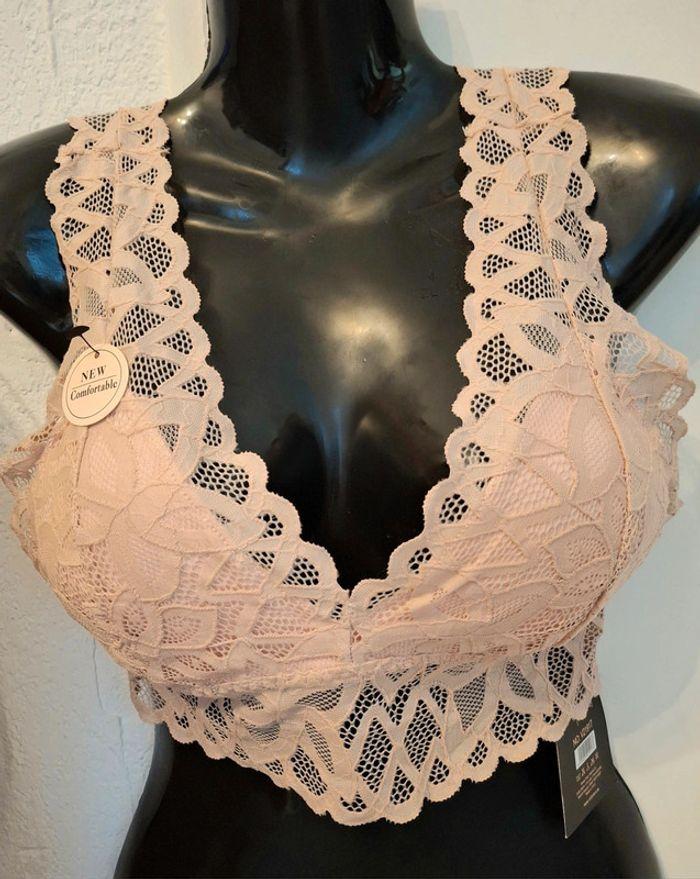 Bralette dentelle beige rosé - photo numéro 1