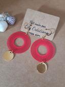 Boucles d'oreilles dorées hypoallergéniques, filigranes fuschia LC20