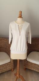 Blouse manche 3/4 blanche avec dentelle - Morgan S