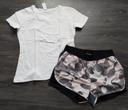 Ensemble sport t-shirt + short 12 ans gris blanc et rose Décathlon