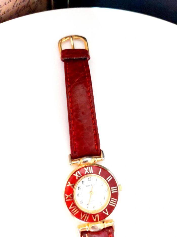 Magnifique montre vintage en cuir bracelet rouge pop time - photo numéro 4