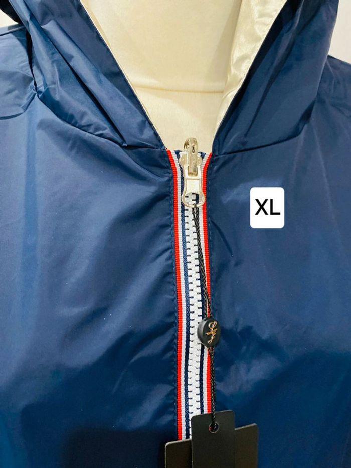 Manteau imperméable réversible mi-long souple bleu marine/doré taille XL - photo numéro 3