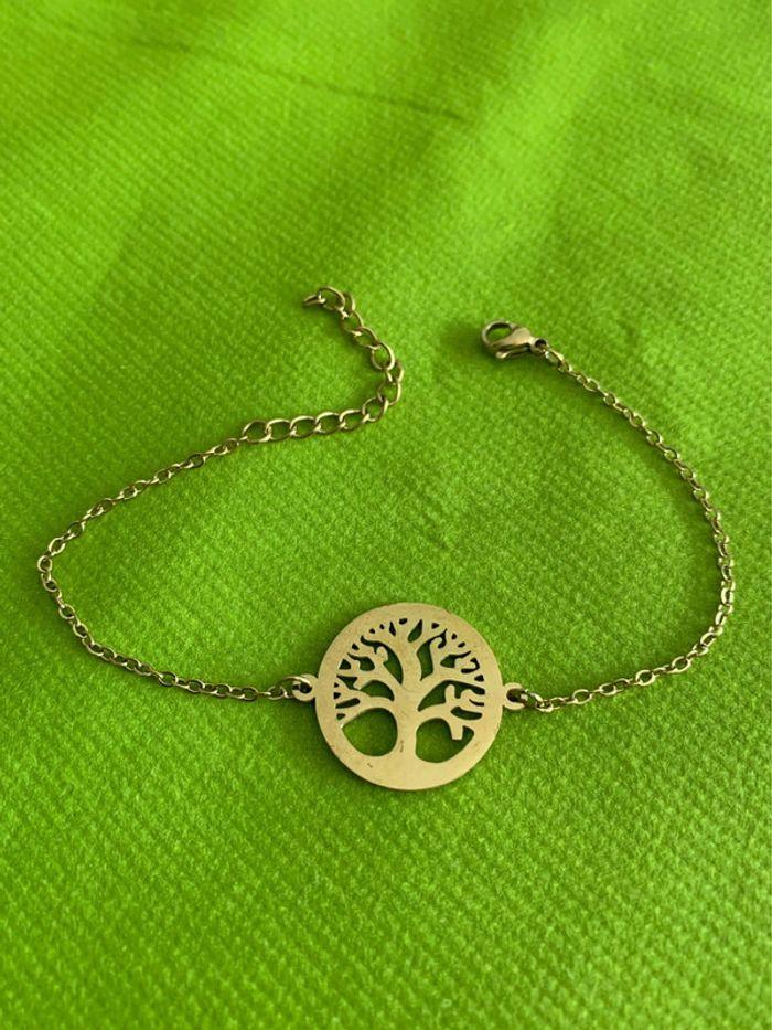 Beau bracelet arbre de vie en acier inoxydable doré - photo numéro 4