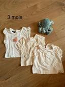 Lot 3 tee shirts 3 mois manches courtes