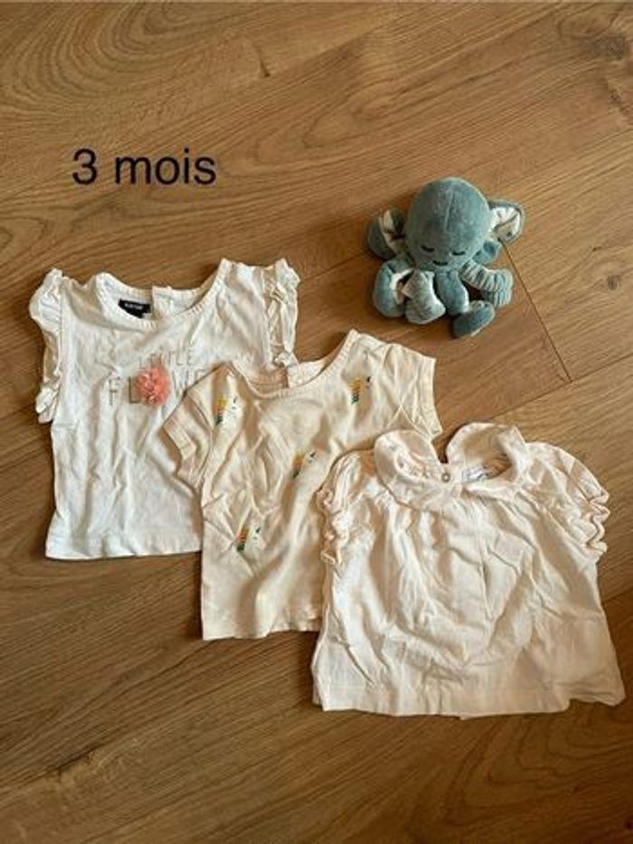 Lot 3 tee shirts 3 mois manches courtes