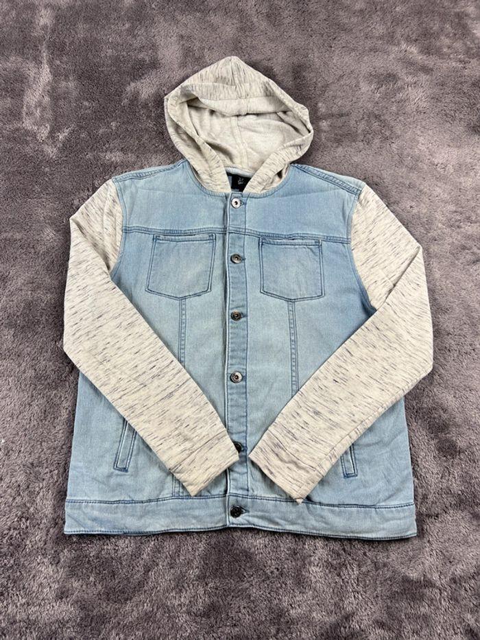 👕 Veste en Jeans avec capuche vintage y2k Bleu Clair Taille S 👕 - photo numéro 1