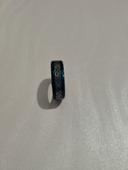 Bague grande taille homme acier inoxydable bleue