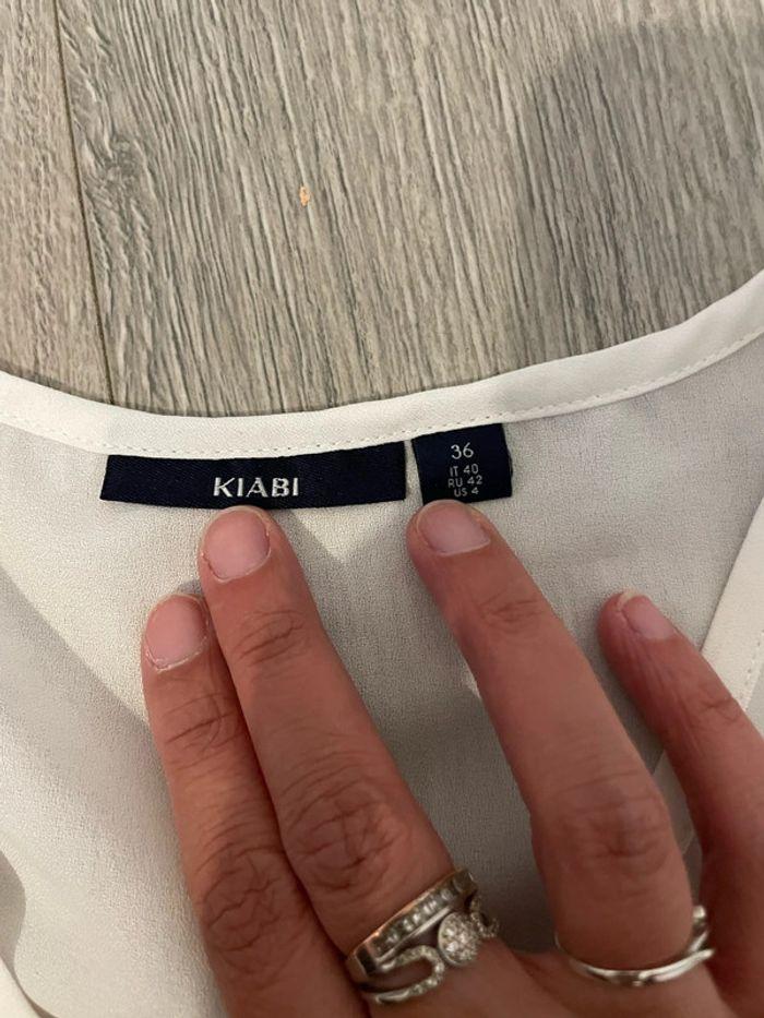 Blouse à manches courtes volant blanc dentelle en bas kiabi taille 36 - photo numéro 4