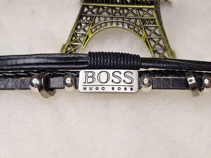 Bracelet de cuir noir et acier brossé Hugo Boss - photo numéro 3