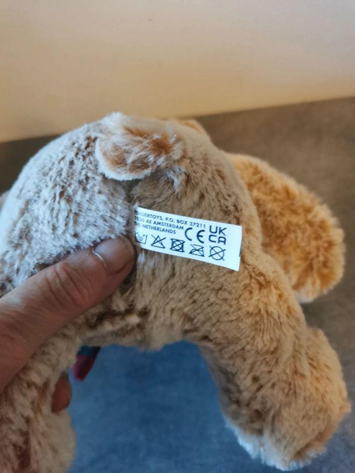 Peluche doudou ours nounours assis cravate à carreaux - photo numéro 4