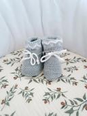 Chaussons maille gris/blanc 0/1 mois mixte