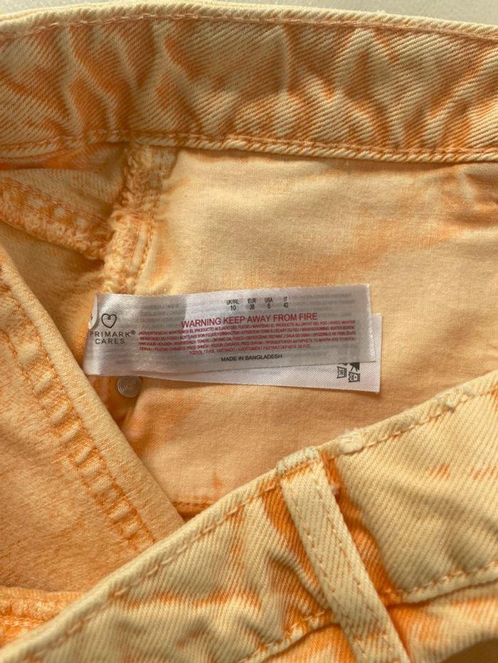 Joli short en jean orange taille haute 100 pour cent coton taille 38 état neuf - photo numéro 12