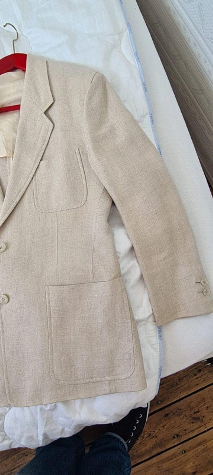 Veste blazer en lin beige Daks - photo numéro 4