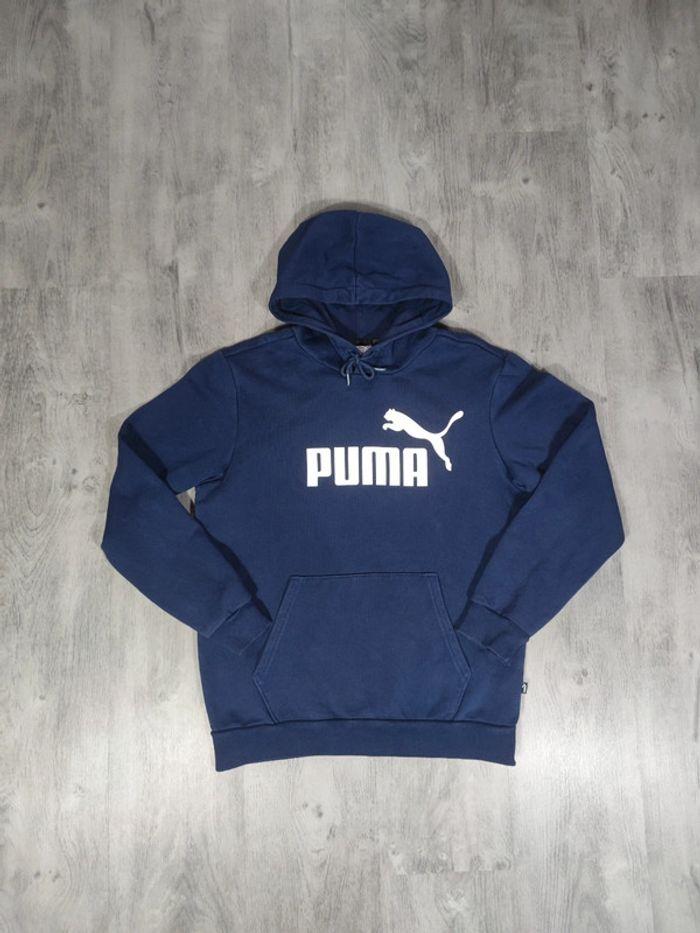 Sweat à Capuche Puma Bleu Marine Logo Floqué Blanc Taille S Homme - photo numéro 1