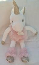 Doudou peluche Licorne blanche rose et doré 25 cm -  Tutu - Histoire d'ours