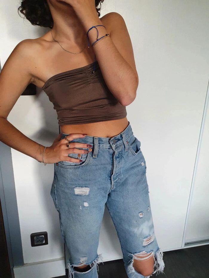 🌻 Crop top taupe marron taille S - photo numéro 1