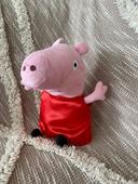 Peluche doudou 23cm Peppa pig cochon rose et rouge paillettes très bon état