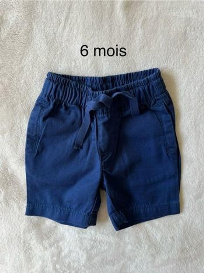 Short bleu 6 mois garçon Petit Bateau - photo numéro 1