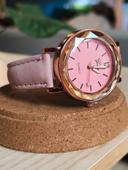 Montre ronde rose, élégante et mignonne