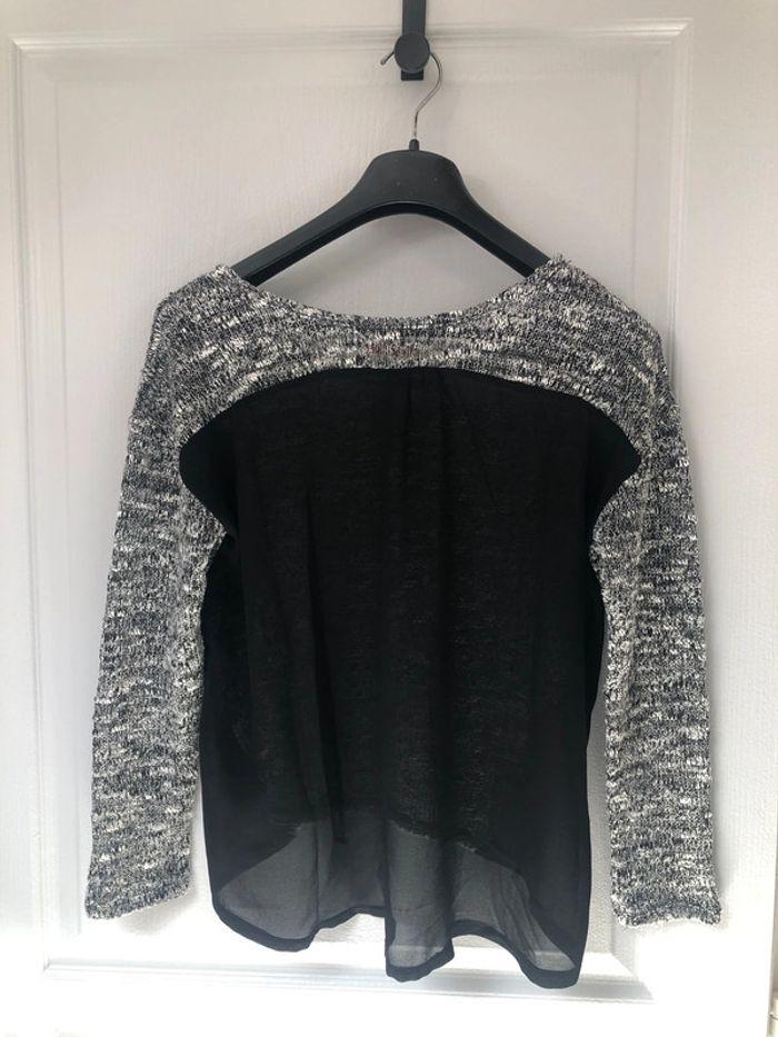 Pull bi matière noir /blanc taille M gémo - photo numéro 2