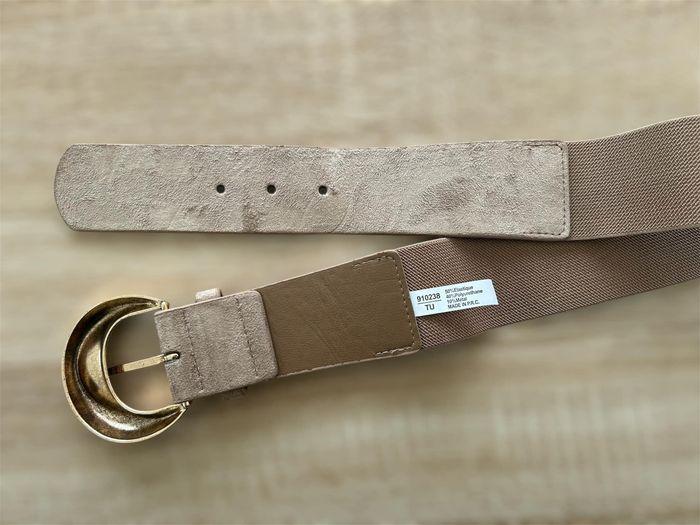 Ceinture élastique beige à boucle dorée - photo numéro 2