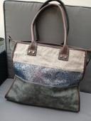 Sac fourre tout, couleur gris et beige