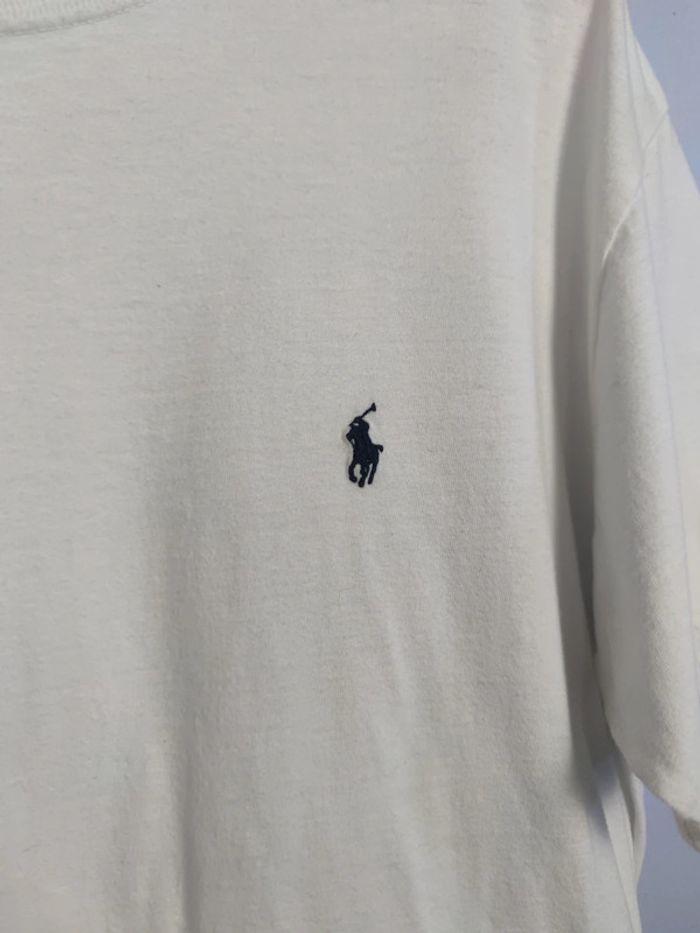 T-shirt Ralph Lauren Blanc Logo Brodé Bleu Marine Taille M Homme - photo numéro 2